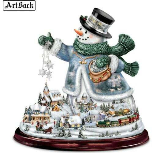 ARTBACK 5d diy diamond painting snowman christmas full square drill diamond embroidery 3d mosaic art kids christmas gift