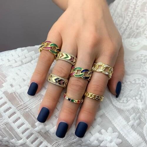 Summer new Gold-plated S925 hip hop luxury fashion ring drop shipping delicate miami cuban link chain rings women boy jewelry