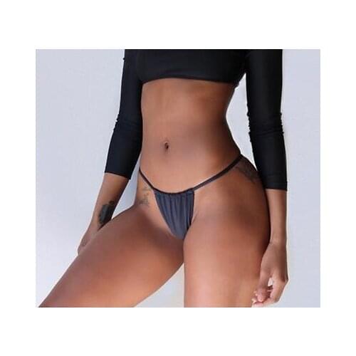 Summer womens swimming trunks bikini swimwear hot T-shaped V swimming trunks sexy ladies beachwear solid black fashion new prod
