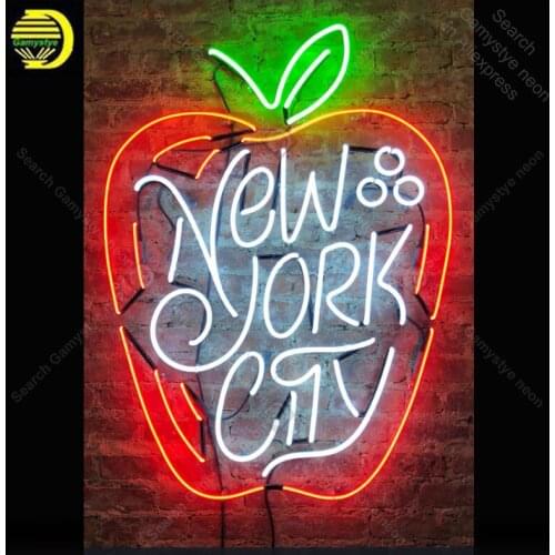 Neon Sign for New York City Apple shape Neon Bulb sign handcraft Real Glass tube windows Dropshipping neon bar lights Home Decor