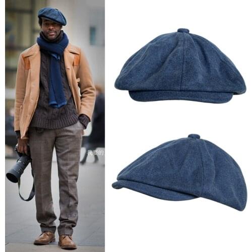 2019 New Casquette cotton canvas mens newsboy hat gentleman berets lady retro England cowboy hat literary octagonal cap BLM43