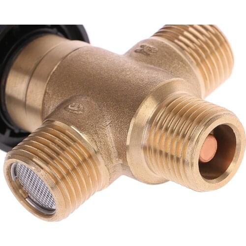 Solid Brass G1/2 Male 3 Way Thermostatic Mixing Valve Shower Water Temperature Control