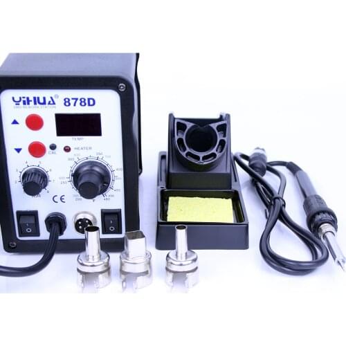 YIHUA 878D 220V 110V Optional Hot Air Gun Soldering Station With 907A Soldering Iron Station hot air welding machine