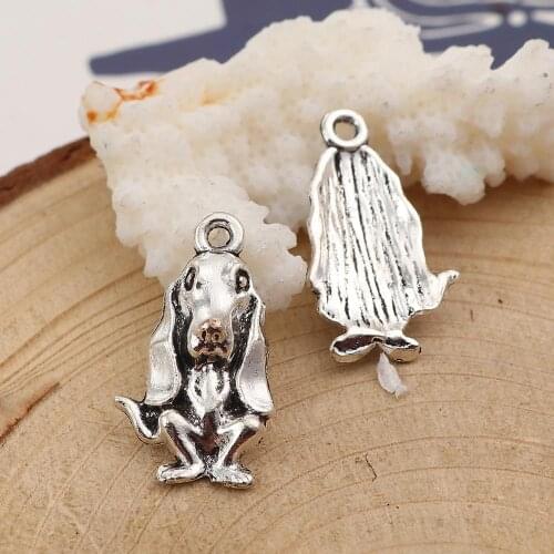 DoreenBeads Fashion Zinc Based Alloy Charms Dog Animal Silver Color Color Jewelry DIY 25mm x 14mm, 1 Packet ( 20 PCs/Set)