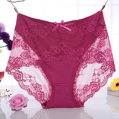 QA200 Top quality lace panties comfortable women underwear cute bow transparent sexy lingerie high waist female briefs