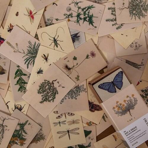 Retro Plants insect butterfly Material Paper Journal Planner Craft Paper Scrapbooking Vintage Decorative DIY Craft Photo Album