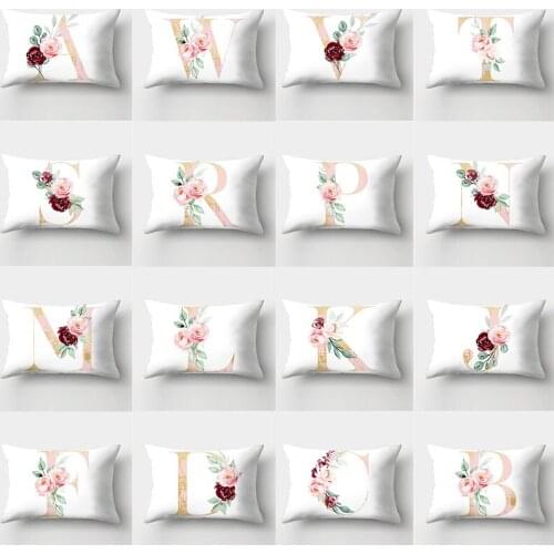 Pink Letter Cushion Cover 30x50 Sofa Cushions Nordic Decorative Throw Pillows Flowers Home Decor Throw Pillows Polyester