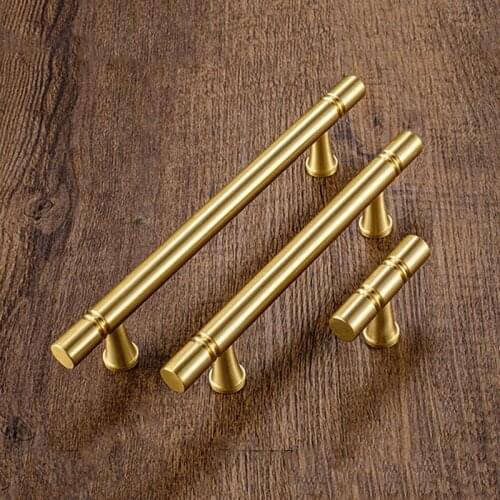 Solid Brass Kitchen Cabinet Handles Drawer Pull Handle Wardrobe Knobs European Cabinet Door Handle and Knobs Furniture Hardware