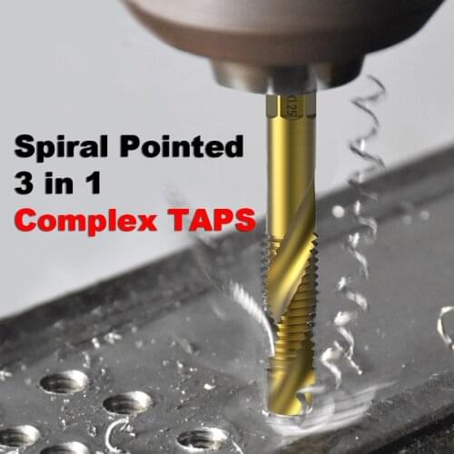 12Sizes Screw Thread Metric Tap HSS Screw Machine Compound Tap Titanium Plated Drill Bits 1/4" Hex Shank M3-10