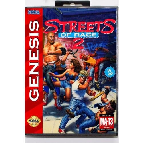 Street Of Rage 2 16 bit MD Game Card With Retail Box For Sega Mega Drive