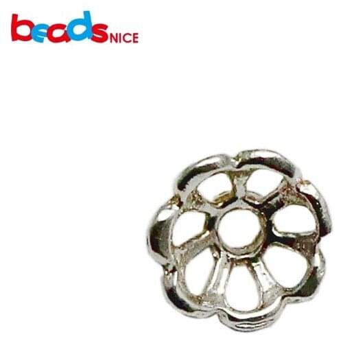 Beadsnice pure silver 925 flower shape bead caps vintage pendant jewelry charms necklace findings diy supplies wholsale ID 29488