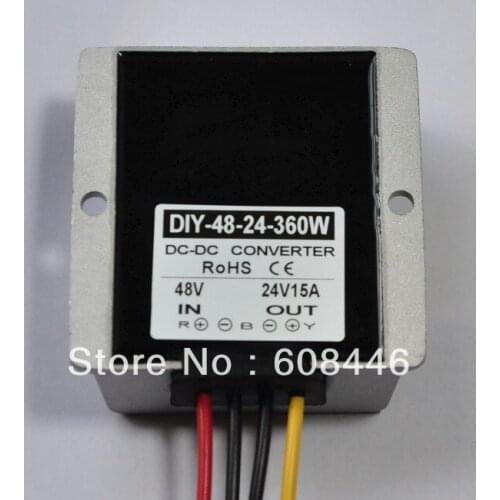 48V (36V-60V) to 24V 15A 360W Waterproof DC DC buck Converter output for car RoSH CE 5pcs/lot