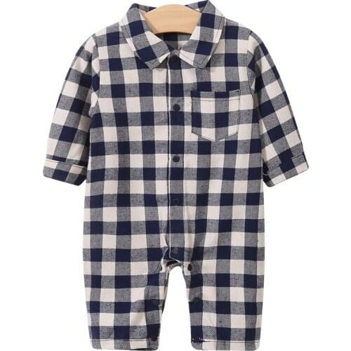 YiErYing Newborn Baby Clothes Long Sleeve Girl Boy Clothing Lattice Design 100% Cotton Rompers Infant Baby Jumpsuits
