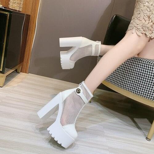 Lace Up White Platform Boots Women 2021 New Summer Autumn High Heels Shoes Female Party Nightclub Back Zipper Wholesale