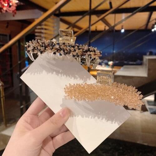 Women Shining Crystal Headwear Big Grip Clip Series Bead Hair Claws Back Head Clip Headdress Styling Accessories