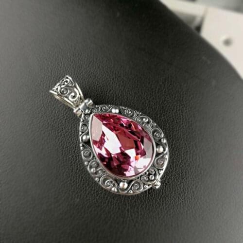 Retro 925 Silver Sterling Pendant Necklace Silver Jewelry For Women Natural Amethyst Pendant Can be opened Crystal Pendant Gift