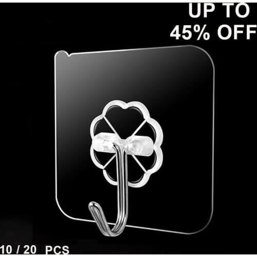 10/20PCS Transparent Strong Self Adhesive Door Wall Hangers Hooks Suction Heavy Load Rack Cup Sucker for Kitchen Bathroom