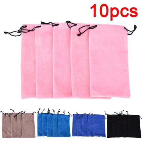10pcs/lot Very Soft Eyeglasses Pouch Drawstring Sunglass Bag Eyewear Cases Bags In Velvet Material