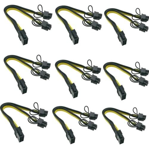 100 Pcs PCI-Express PCIE 8 Pin to Dual 8 (6+2) Pin VGA Graphic Video Card Adapter Power Supply Cable 20cm