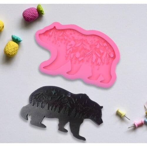 13MC Epoxy Resin Mold Forest Bear Keychain Silicone Mould DIY Craft Polymer Clay Tool