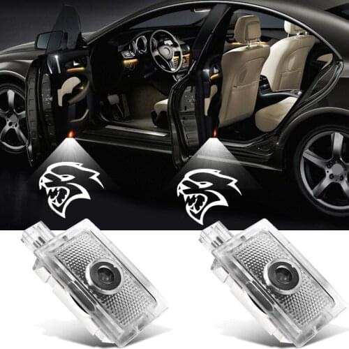 2-4 pcs Car Door LED Lights Hellcat Logo Ghost Shadow Projector Light For Chrysler 200 300 Sebring Lancia Thema Car Styling