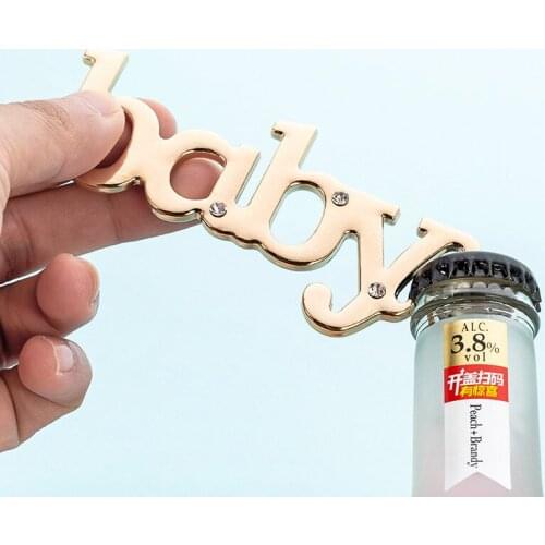 200pcs Baby Shower favors Christening Small gifts Party Souvenirs return gifts Gold Letter Baby Bottle Opener NO465