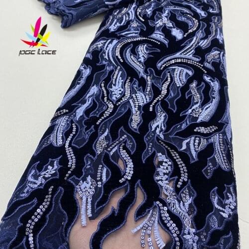 2021 Sequins Mess Lace Fabrics African Nigerian Mesh Lace Fabric for Wedding Velvet Lace Fabrics with Sequins