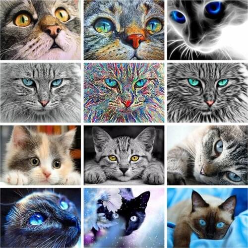 5d Diamond Painting Cat DIY Wall Art Full Square Diamond Embroidery Cross Stitch Animal Mosaic Picture Handmade Gift