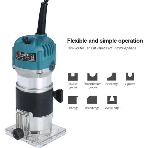 220V 800W Cordless Electric Trimmer Wood Hand Trimmer Engraving Slotting Trimming Carving Machine Router Wood for Woodworking