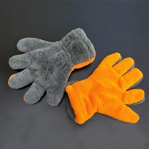 Double-Sided Coral Fleece Five-Finger Car Wash Gloves Instrumentation Drying Plush Thick Towel Polishing Wash Towels Accessories