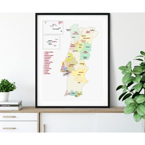 Portugal Wine Regions Map Poster Wall Art Picture Prints Italy Hungary Wine France Regions Maps Art Canvas Painting Home Decor