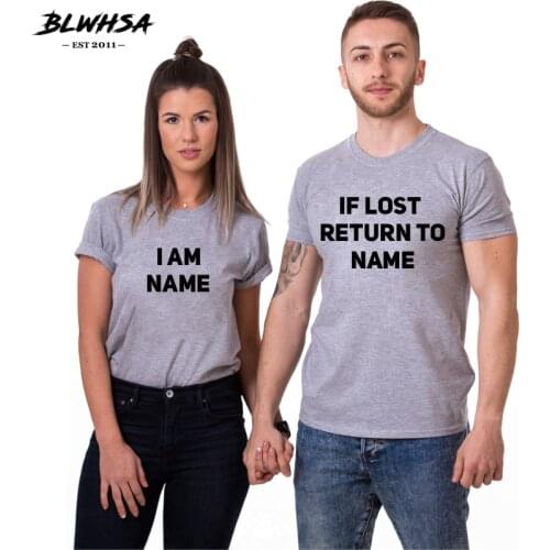 BLWHSA Couple T Shirt Women If Lost Return To Name I Am Name Letter Print Wedding T-Shirt Fashion Groom Bride Lovers TShirt