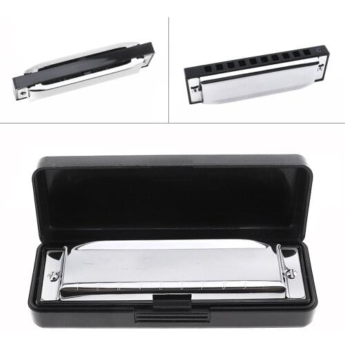 10 Holes 20 ToneC Portable Silver Harmonica Diatonic Blues Harp Mouth Organ Musical Instrument Stainless Steel for Beginner