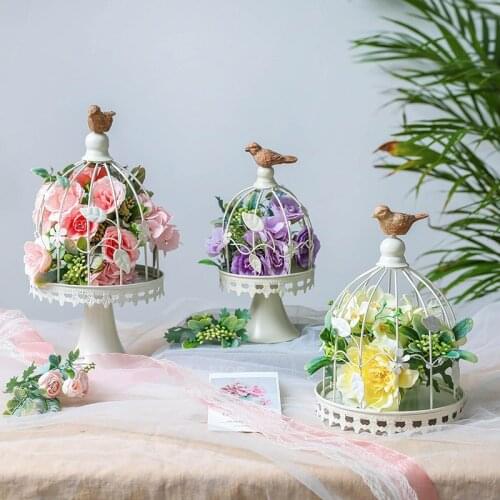 Outdoor Wrought Iron Birdcage Flower Stand Kindergarten Garden Adornment Crafts Landscape Villa Courtyard Furnishings Decoration