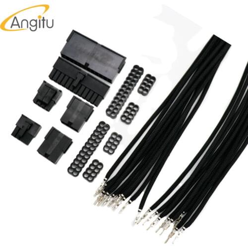 Angitu DIY Cabo Sleeved Motherboard Extension Cable Kit 37 Colors 24Pin ATX, CPU 4+4Pin, 6Pin GPU 8Pin PCIE For Computer -30cm