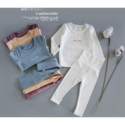 Suit Baby Autumn and Winter Cotton Warm House Womens Sleepwear Boys Base Shirt High-Waisted Trousers