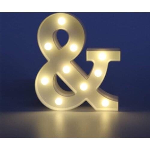 Creative 3D White Letter LED Marquee Sign Alphabet Light Indoor Wall Hanging Night Light Bedroom Wedding Birthday Party Decor