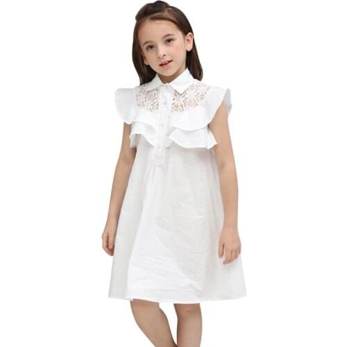 Summer Sweet Little Girl Ruffles White Cotton Dress Size 6 7 8 9 10 12 years