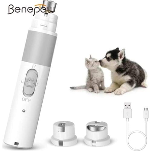 Benepaw USB Rechargeable Pet Nail Grinder Electric Low Noise Painless Paw Trimming Clippers For Small Medium Large Dog Grooming