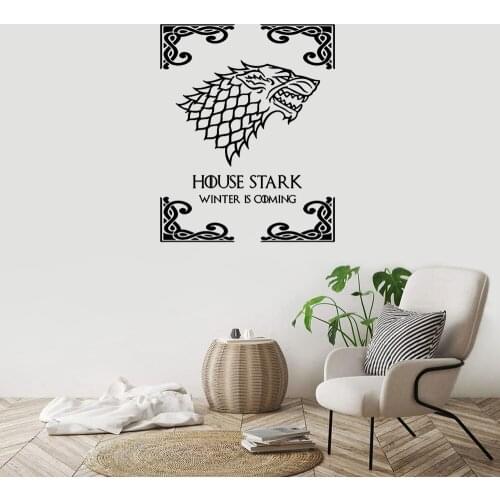 House of Stark Family Emblem Wall Sticker Direwolf Bedroom Living Room Wall Decal Home Decor Murals Wall Art Vinyl Poster DW7457