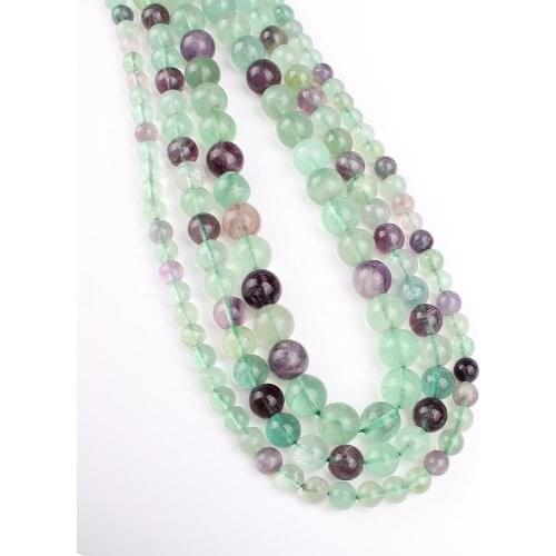 Natural stone personalized green fluorite round loose beads male and female jewelry making DIY necklace bracelet accessories