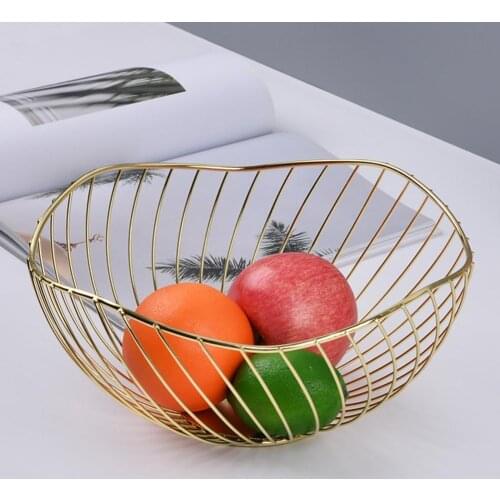 Nordic Fruit Basket Home Tableware Vegetable Drain Plate Iron Craft Storage Bowl