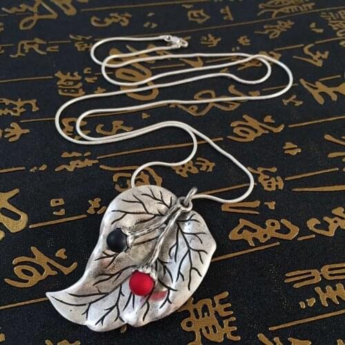 New Fashion Special Design Vintage Big Leaf Pendant Necklace, Fruit Pendant Necklace, Snake Chain Necklace