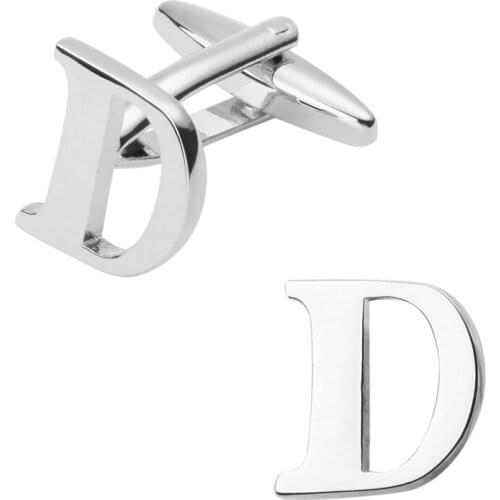 A pair of high quality silvery letter D Cufflinks design mens shirt cuff brass Cufflinks wholesale and retail