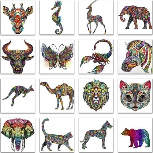 Full Square Diamond painting color animal Full Round Diamond embroidery Cross stitch lion cats DIY 3D Diamond mosaic Elephant