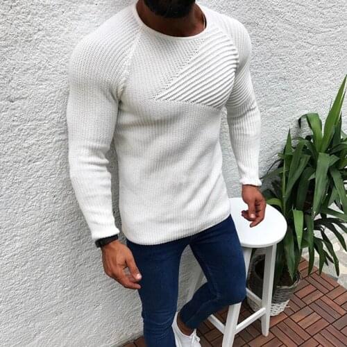 New Mens Fashion Slim Fitness Knitted Casual Sweaters Pullovers Autumn Winter Warm Male Clothing Streetwear Pleated Soild Tops