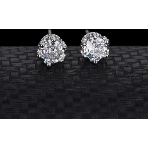 Single Diamond Earrings Sterling Silver S925 Simple Earrings Female Inlaid Zirconia European and American Jewelry Wholesale