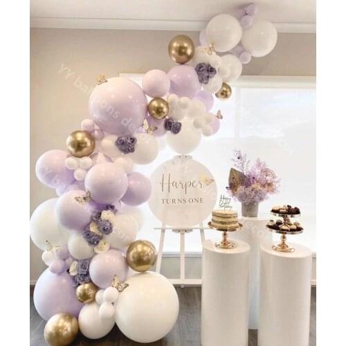 DIY MACARON PURPLE Metal Gold Metallic Balloon Arch Ballons Garland Kit Arch Chrome Balloons for Wedding Birthday Decoration