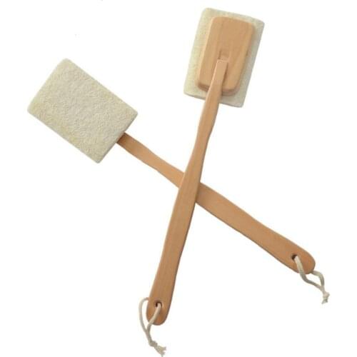 Natural Loofah Brush Exfoliating Dead Skin Body Scrubber Loofah Brush with Long Detachable Wooden Handle Back Brush LX8502