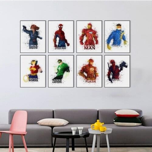 Modern Marvel Abstract Super Hero Canvas Art Print Pop Movie Fan Posters Wall Pictures Kids Room Home Bar Decor Painting Gifts
